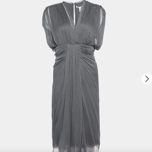 Black Diane von Furstenberg Silk Chiffon Tulle Midi Dress